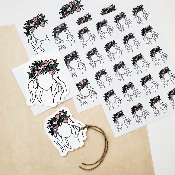 LB067 STICKERS Custom Poshmark Stickers Bohemian Girl Shipping Supplies - Picture 6 of 7